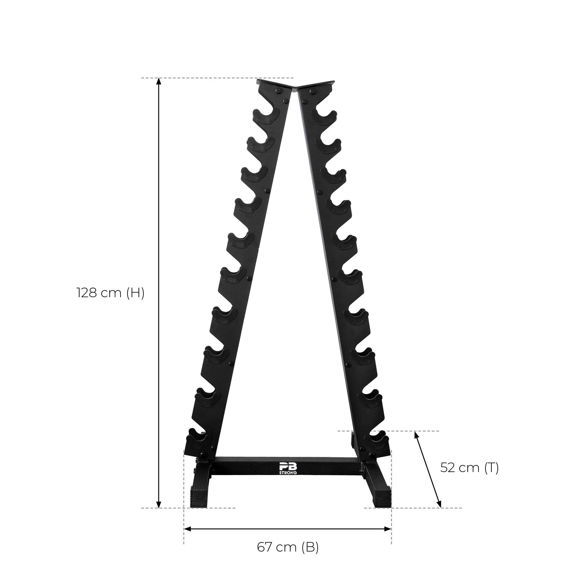 Pyramide d'haltères PB Strong, 10 paires, noir