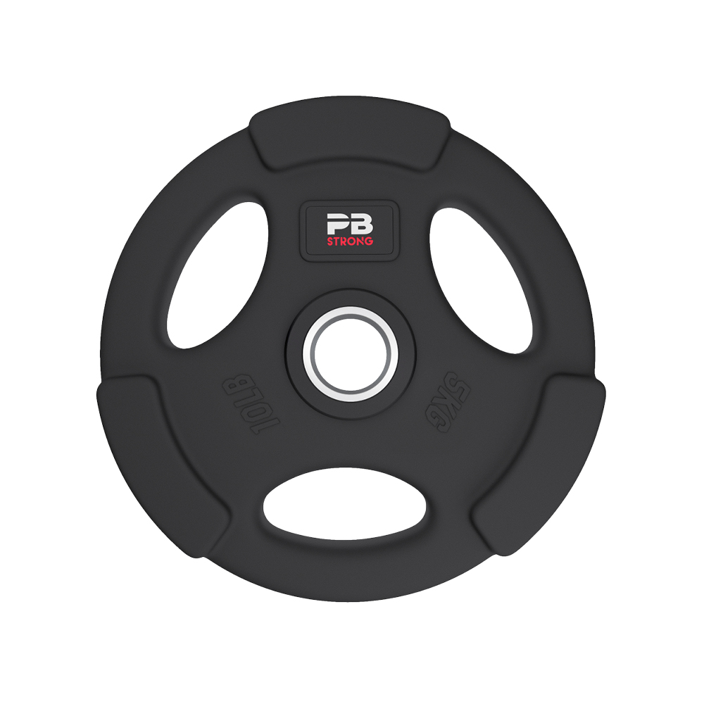 Disque d'haltère PB Strong à 3 poignées, caoutchouté, noir (à l'unité) 5 kg