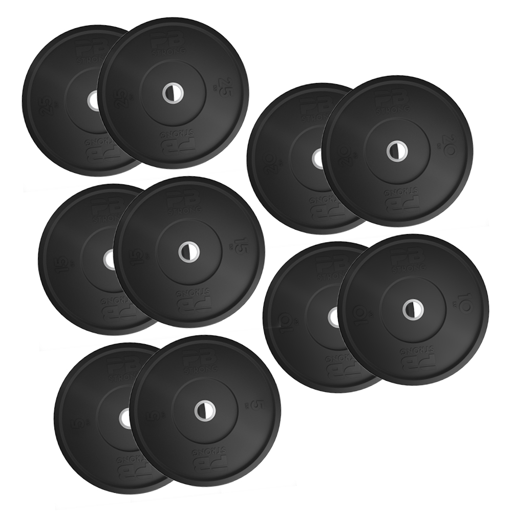 Lot de disques d'haltères PB Strong en caoutchouc noir (lot)