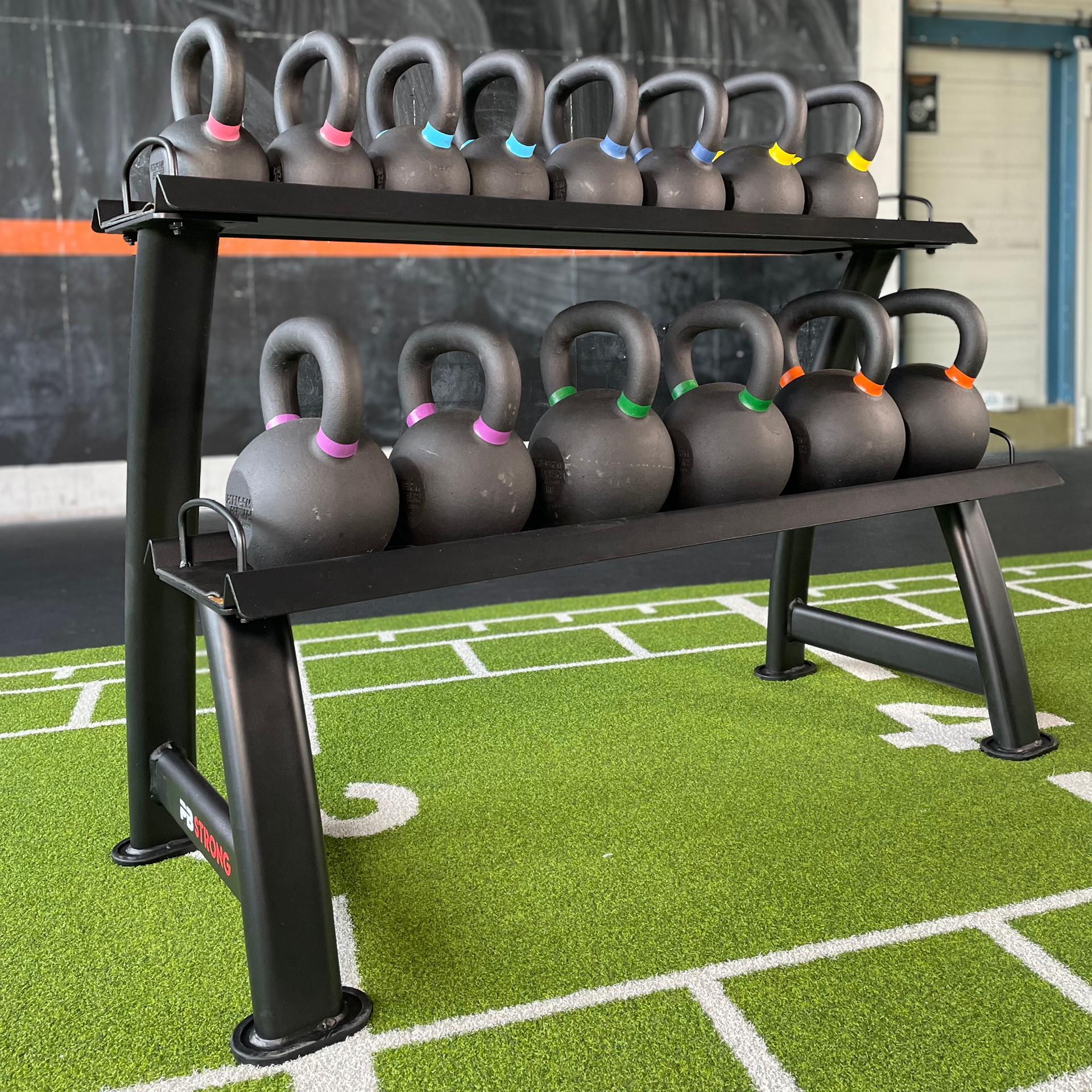 Support pour kettlebells PB Strong à 2 niveaux, noir