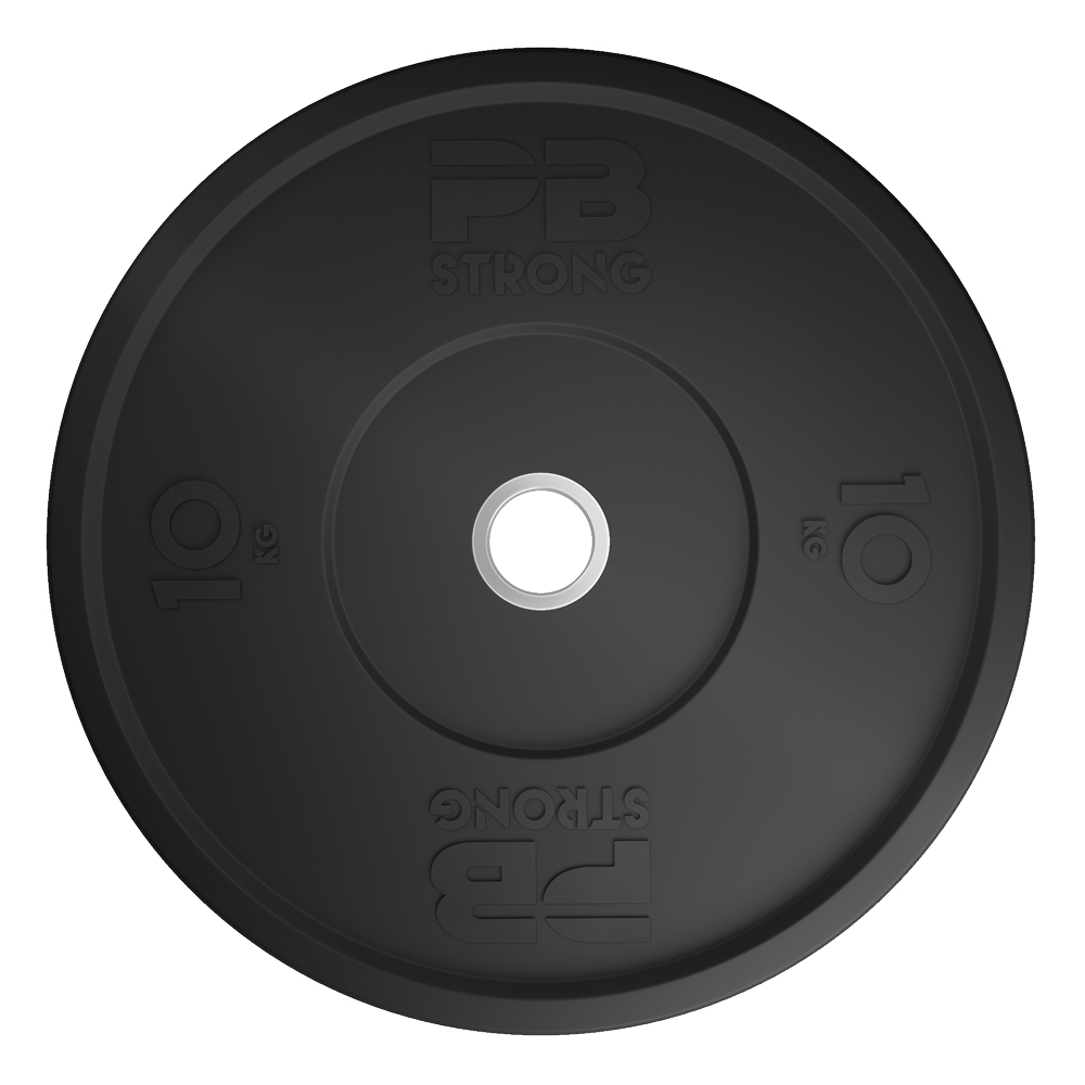 Disque d'haltère PB Strong en caoutchouc noir (à l'unité) 10 kg