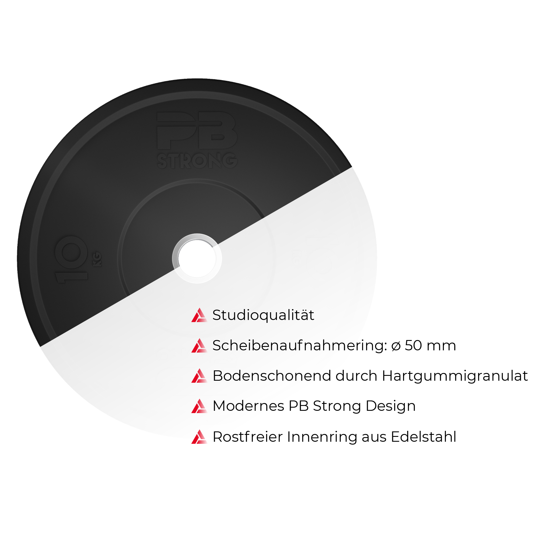 Disque d'haltère PB Strong en caoutchouc noir (à l'unité) 5 kg